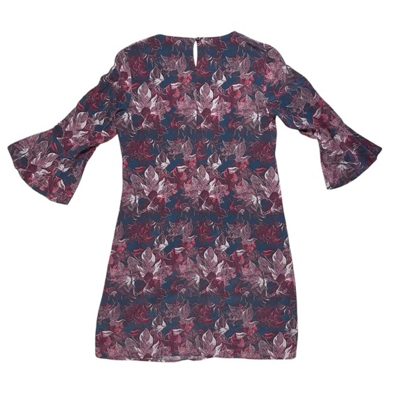 Garnet Hill Women’s Size 6 Floral Print Bell Sleeve Silk Dress - Picture 2 of 5